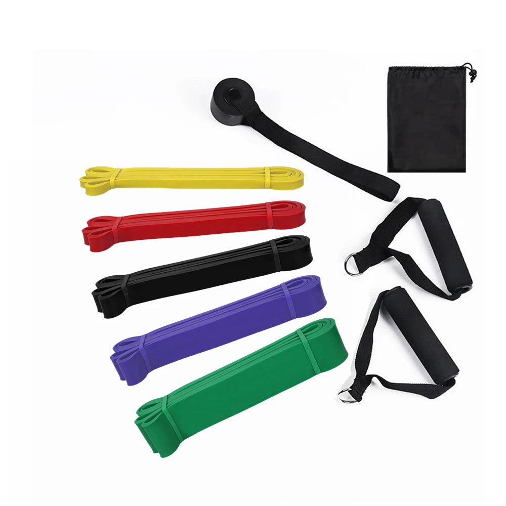 Timecreate Different Strength Exercise 5 Pcs Pull up Assist Power Bands with Foam Handles Door Anchor Resistance Bands Set
