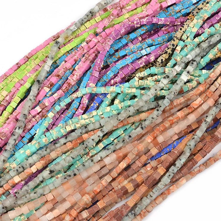 6mm Cubic Square Natural Stone Beads for Jewelry Making