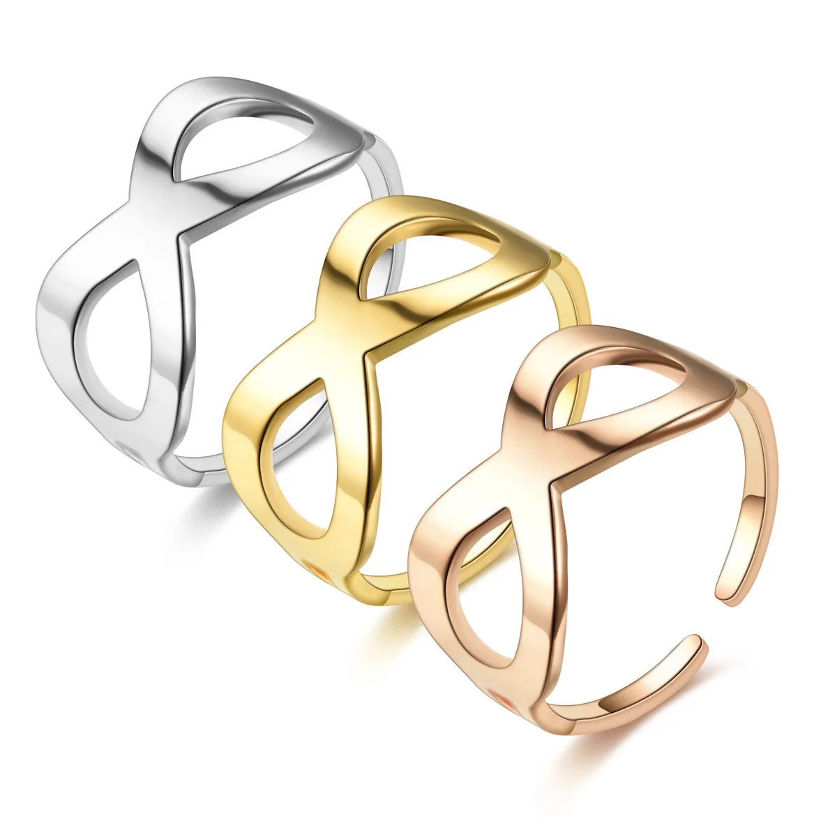 Wholesale Fashion Stainless Steel Infinity Charm Open Cuff Finger Ring Women Rings China Manufacturer Supplier Factory Price