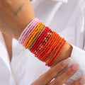 20Pcs/Set Bohemian Colorful Seed Beaded Bracelets for Women Trendy Ladies Stackable Hand Chain Fashion Jewelry Accessories Gifts