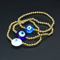 Customized Women Jewelry Ceramic Evil Eyes With 18k Real Gold Plating 4mm Nickel Free Metal Beaded Bracelets