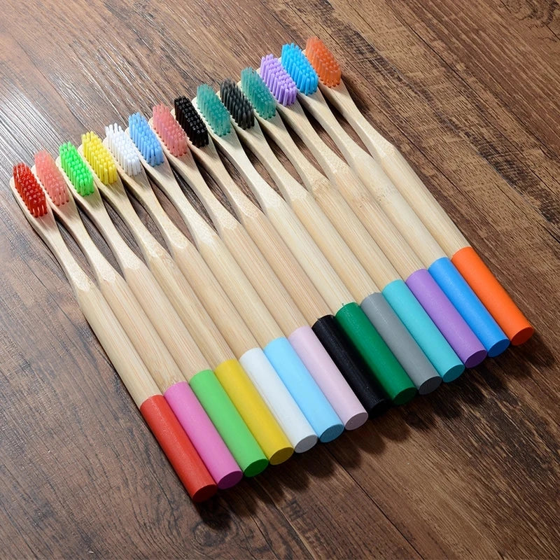 Bamboo Toothbrush Medium Bristles Biodegradable Plastic-Free Toothbrushes Cylindrical Low Carbon Eco Bamboo Handle Brush