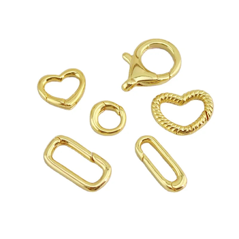 Gold Plated Oval Carabiner Lobster Clasp Lock ConnectorHeart Spring Push Gate Ring for DIY Jewelry Finding Necklace Bracelet