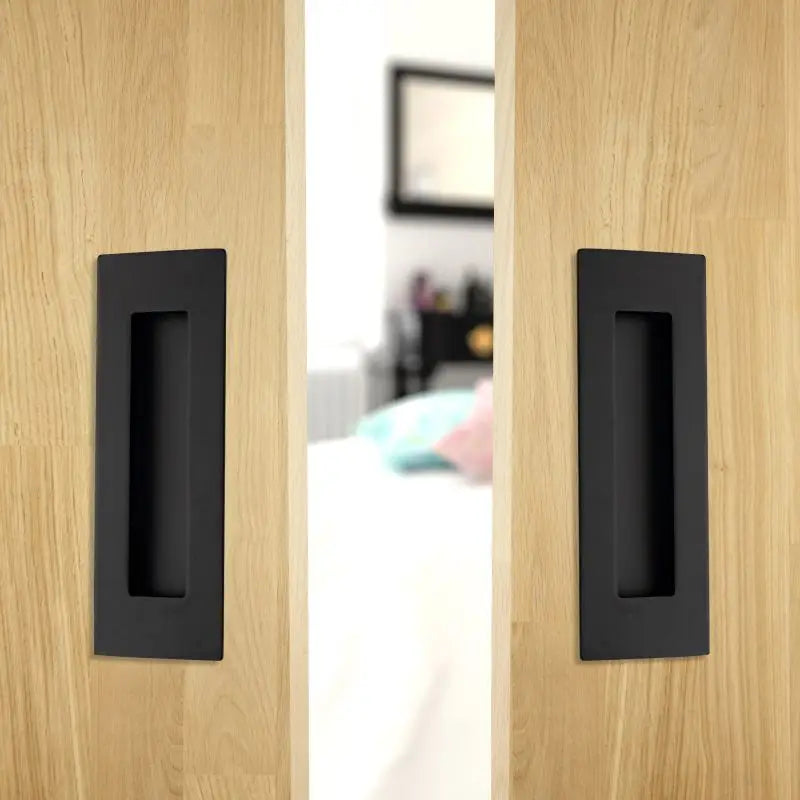 Black Powder Coated Brass/Steel Heavy Duty Durable Sliding Barn Door Pull Handle with Flush Hardware and Door Fittings