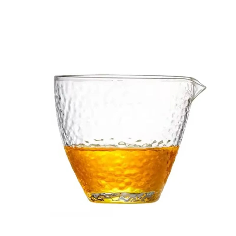 2024 New Style 220ml Heat-resistant Glass Fair Cup Begonia Pattern Tea Make Eagle Beak Tea Cup Handmade Tea Cups