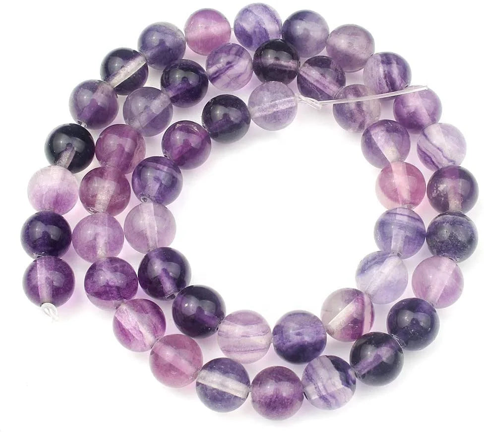 Wholesale Natural Purple Fluorite Gemstone Round Smooth Loose Beads Energy Power Crystal Beads  for Jewelry Making
