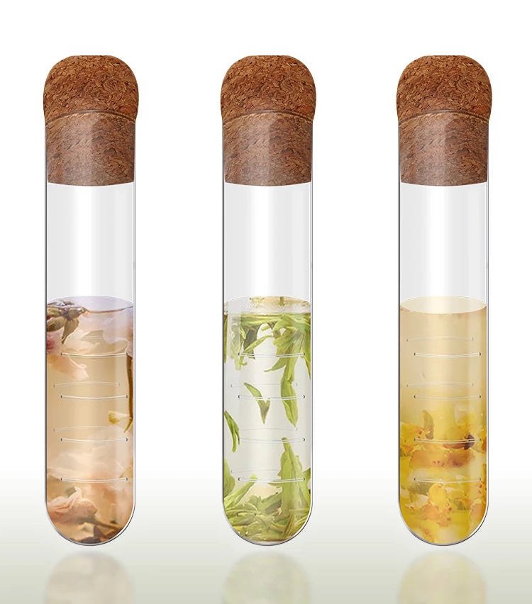 Hot Sell Handmade Loose Leaf Tea Maker Tube Glass Infuser with Cork Lid Portable Reusable