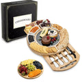 Bamboo Cheese Board Charcuterie Board Kitchen With Drawers Serving Bambus Platter Delicatessen Schneidebrett Cutlery Knife Set