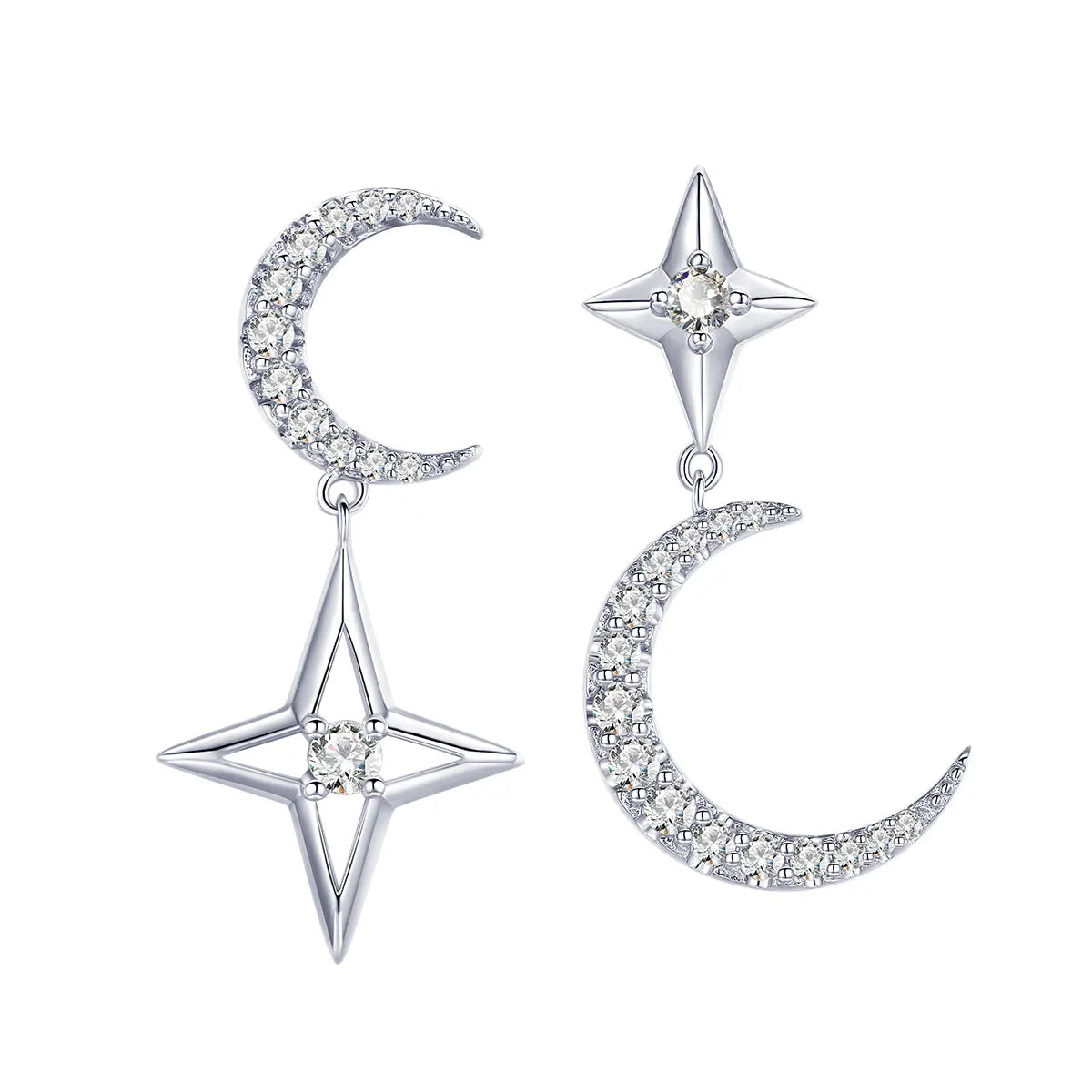 Sterling silver S925 Starlight moon zircon fashion women's earrings
