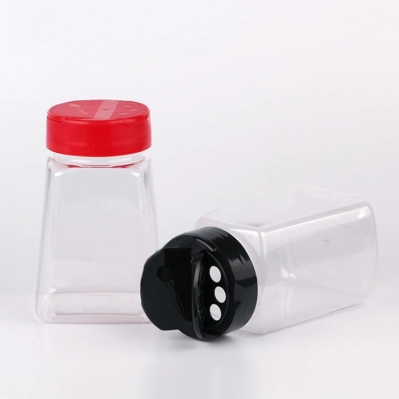 4 Oz Empty Square Clear Plastic Salt Herb Seasoning Spice Packing Bottle Jar With Flip Top Lids