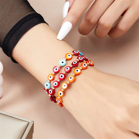 8mm Blue Eye Pendant Bracelet Round Turkish Evil Resin Eye Beaded Bracelet for Women Rope Bracelets Jewelry