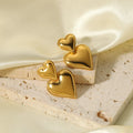 HIH Waterproof Stud Jewelry 18K Gold Plated Stainless Steel Big Heart Charm Earring