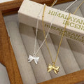 Fine 925 Silver Jewelry Bow Pendant Necklace Women Jewelry Fashion 18K Gold Plated 925 Sterling Silver Bead Chain Necklace