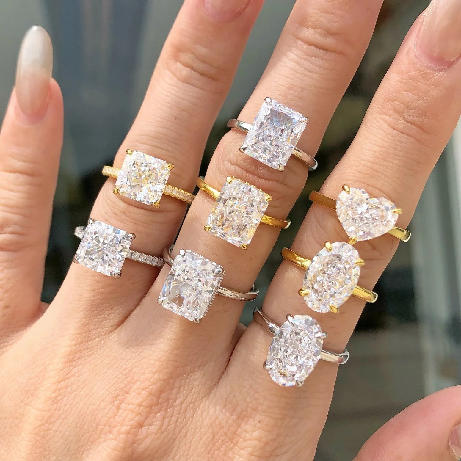 Wholesale Price Simple Design Fine Jewelry 925 Sterling Silver Ring Cz Cubic Zircon Princess Cut 8A Engagement Rings for Women