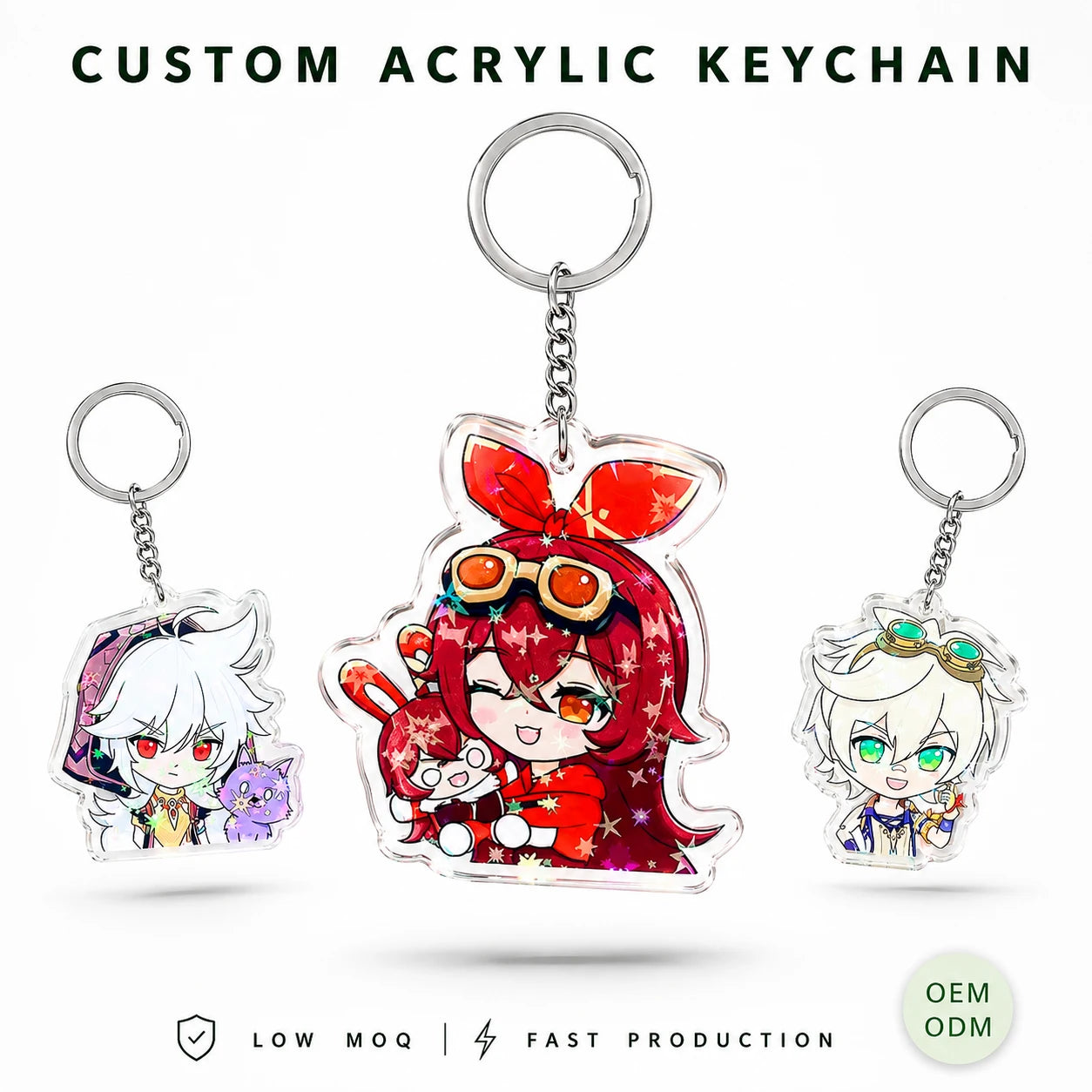 CNAWO Anime Holographic Anime Acrylic Keychain Eco-Friendly Plastic Keycharm