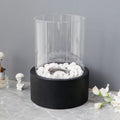Round Black Metal Candle Holder with Glass for Tealight Candle Holder for Home Decor (US Stocks)