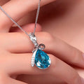 CAOSHI Factory Water Drop Shaped Light Blue Crystal Cubic Zirconia Silver Plated Necklace for Women Fashion CZ Pendant Necklaces
