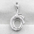 Sterling Silver 8*10mm Semi Mount Pendant Empty Frame Blank Support Setting S925 Base Holder Without Center Stone for DIY Inlay