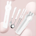 Lovely Kids Stainless Steel Flatware Set Cute Rabbit Travel Chopsticks Spoon Fork with Plastic Handle for Camping Customized