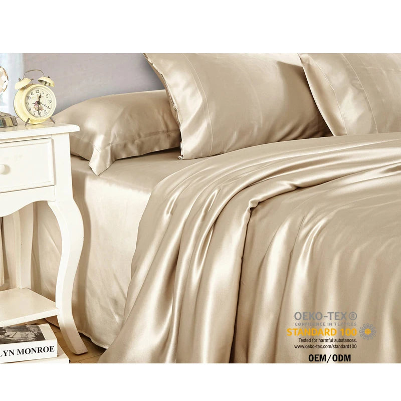 Hotel Home Use Factory Supply OEKO TEX Certification Silk Bedsheets Silk Bedsheets Mulberry Gold