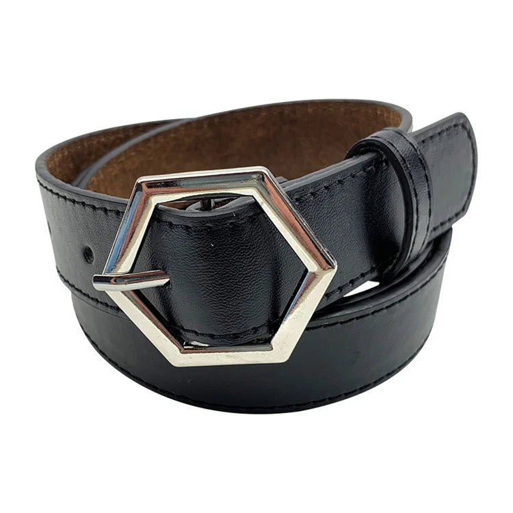 Hot Sale Women Leisure Trend Jeans Suit Leather Belt Metal Pin Buckle Belt Casual Jean Leather Belt