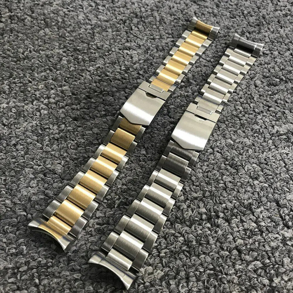22mm Half Gold & Silver Solid Curved End 316L Steel Watch Band for Tudor Luxury Accessory