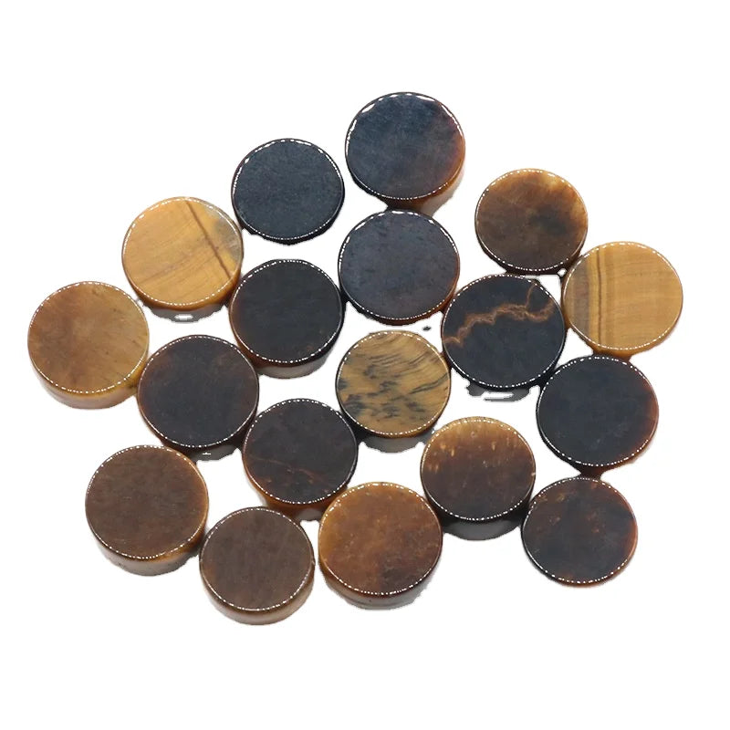 HZ Natural Yellow Tiger Eye 16-20mm Round Slice Stone Button Handmade Gemstone for Jewelry Making