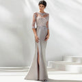 Fashionable Lace Mother of the Bride Groom Dresses Long Sleeves Sequin V Neck Formal Evening Party Gowns