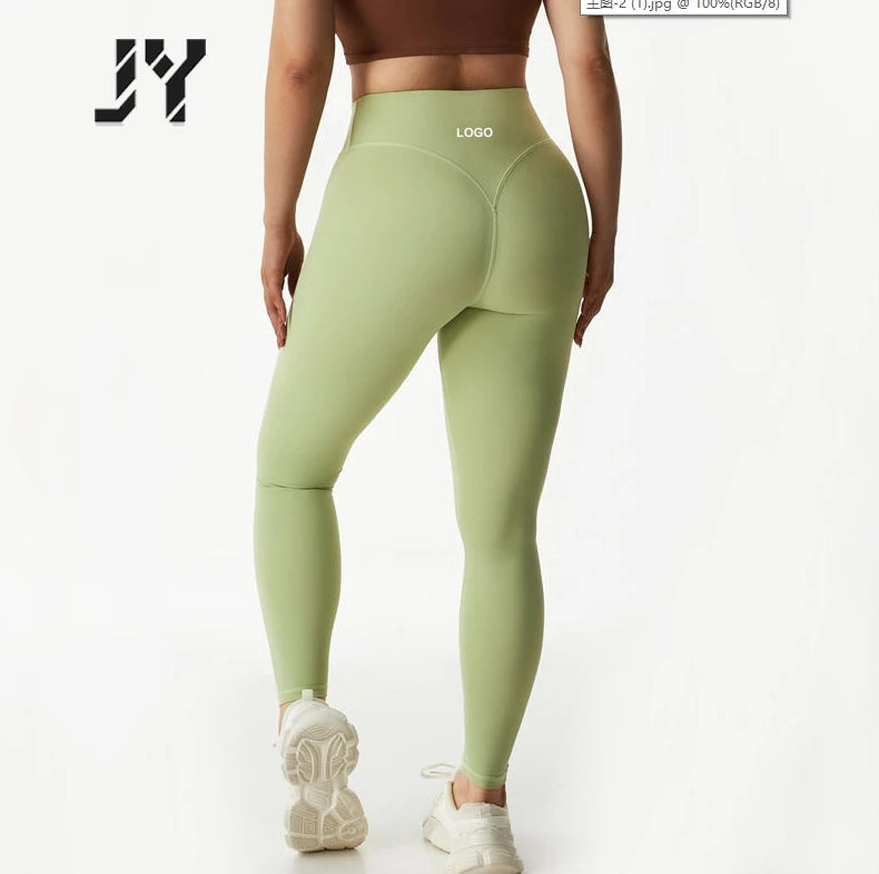 Joyyoung Custom Logo Top Selling Nylon Soft Gym Yoga Leggings High Waist  Leggings Workout Yoga Pants  for Women