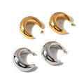 New Style Fashion 18k Gold Plated Stainless Steel Moon Earrings Popular Fashion Jewelry Designer Stud CC Hoop Earrings Women