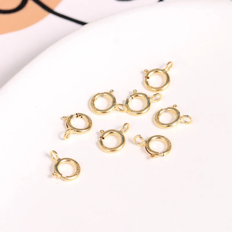 High Quality 14k Gold Filled Spring Clasp Wholesale Metal Cord Ends Clasp Necklace Bracelet 5-8 mm Jewelry Findings & Components