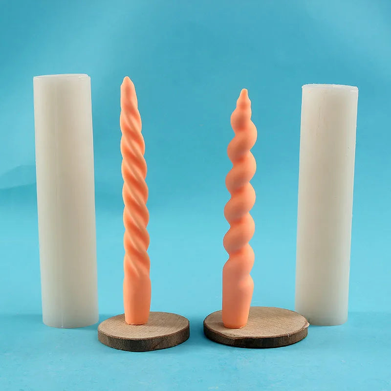 DIY  Homemade Twist Rod Candle Mould  Variety Types 3D Long Twisted Candlestick Mold Spiral Taper Silicone Candle Molds