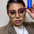 Fashion Ladies PC Cat Eye Frames with Print Pattern Anti Blue Light Blocking Optical Eye Glasses for Women Reading