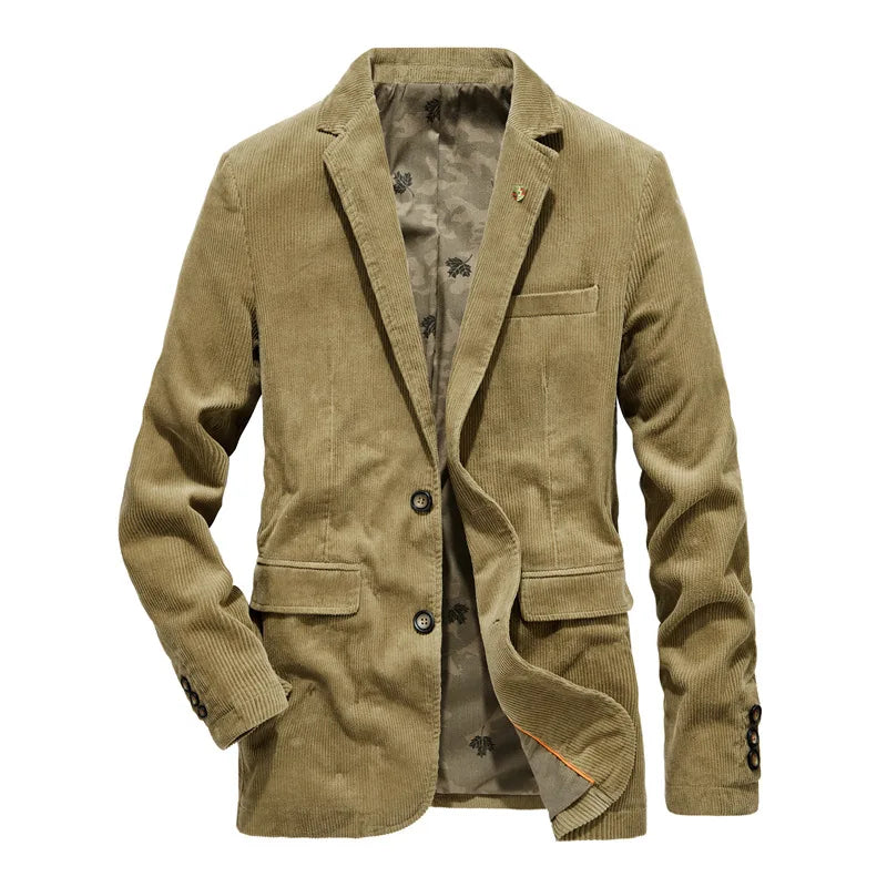 Plus-size Spring Season Men's Jacket Coat Men's Middle-aged Loose Small Suit Casual Corduroy Suit