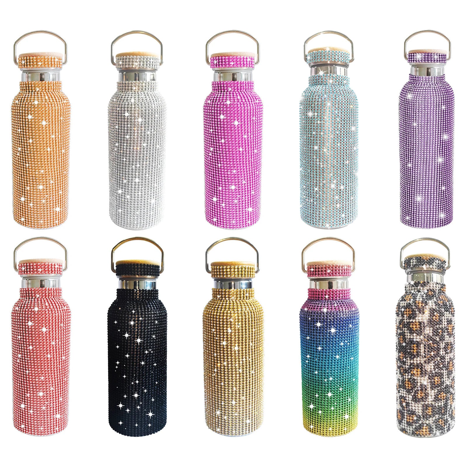12Oz 17Oz 20Oz 25Oz Luxury Smart Diamond Stainless Steel Water Bottle for Girls Vacuum Flasks Coffee Thermos Mug Outdoor Use
