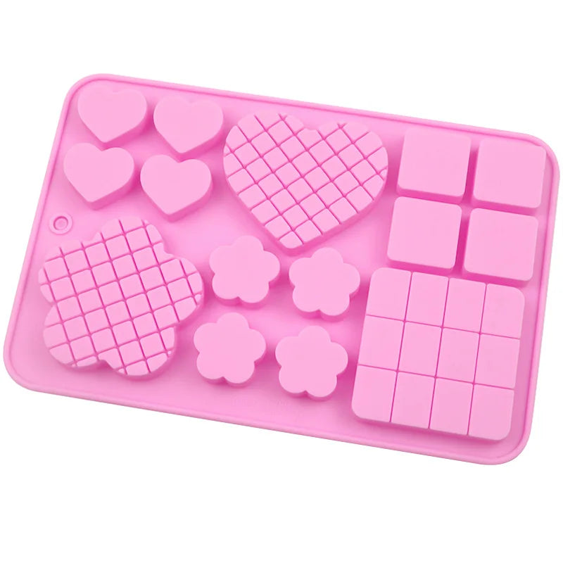 China Factory 3D Heart Flower Waffle Silicon Cake Molds Mixed Designs for Baking Pastry Mold for Tool Use