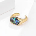 Trend Jewelry 925 Ring Natural Shell Ring Sterling Silver Ring Adjustable 18k Gold Plated Mother of Pearl Jewelry