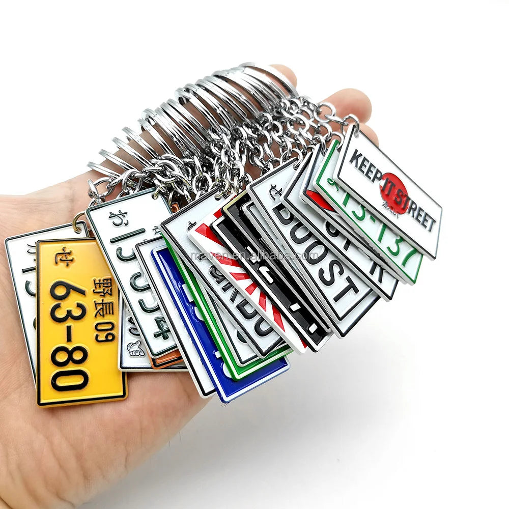 55 Designs Drift Racing Metal JDM Japanese Car License Number Plate Keychain