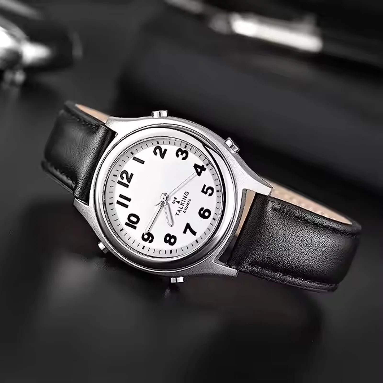 English Talking Watch With Large Numbers and Expandable Strap Self-Setting for Visually Impaired Blind or Elder People