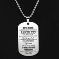 Custom Inspirational Birthday Gift Necklace Tarnish Free Rectangle Stainless Steel My Son I Love You Tag Necklace for Men