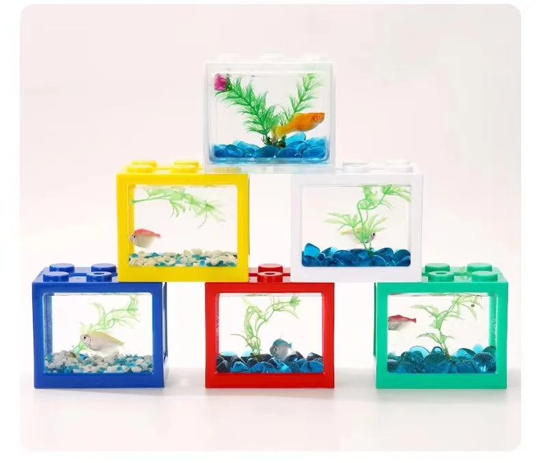 Acrylic Building Block Aquarium Small Ecological Fish tank Ornamental Shrimp tank Ecological Bottle Mini Fish Betta tank
