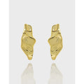 925 Sterling Silver Irregular Wrinkled Metal Stud Earrings for Women Trendy Earrings Accessories