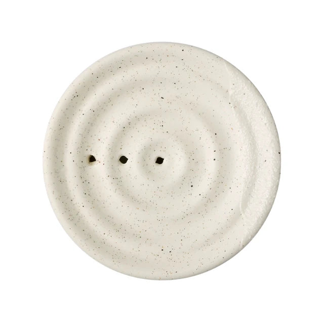 Bathroom Decorative Goodies Vanity Sink Soap Holder with Three Drain Holes Cute Ceramic Round Soap Dish