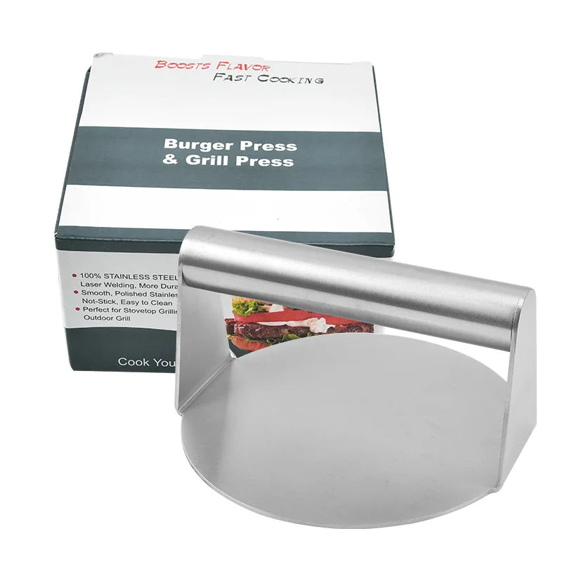 Professional Griddle Accessories Stainless Steel Hamburger Press Round Bacon Grill Press