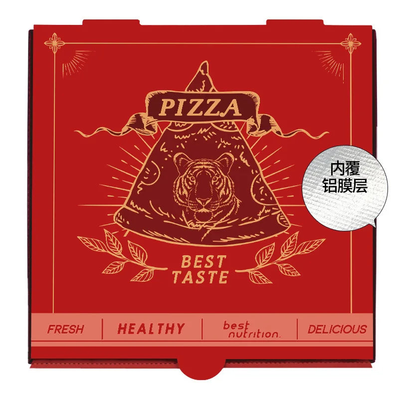 Customizable Red Corrugated Biodegradable Cardboard Pizza Box Embossed Matt Laminated with Personalized Logo for Takeaway Pizza