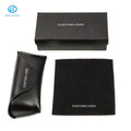 Premium PU Sunglasses Pouch Black Eyeglasses Packaging Case Custom Logo Spectacle Case Paper Box Microfiber Cloth