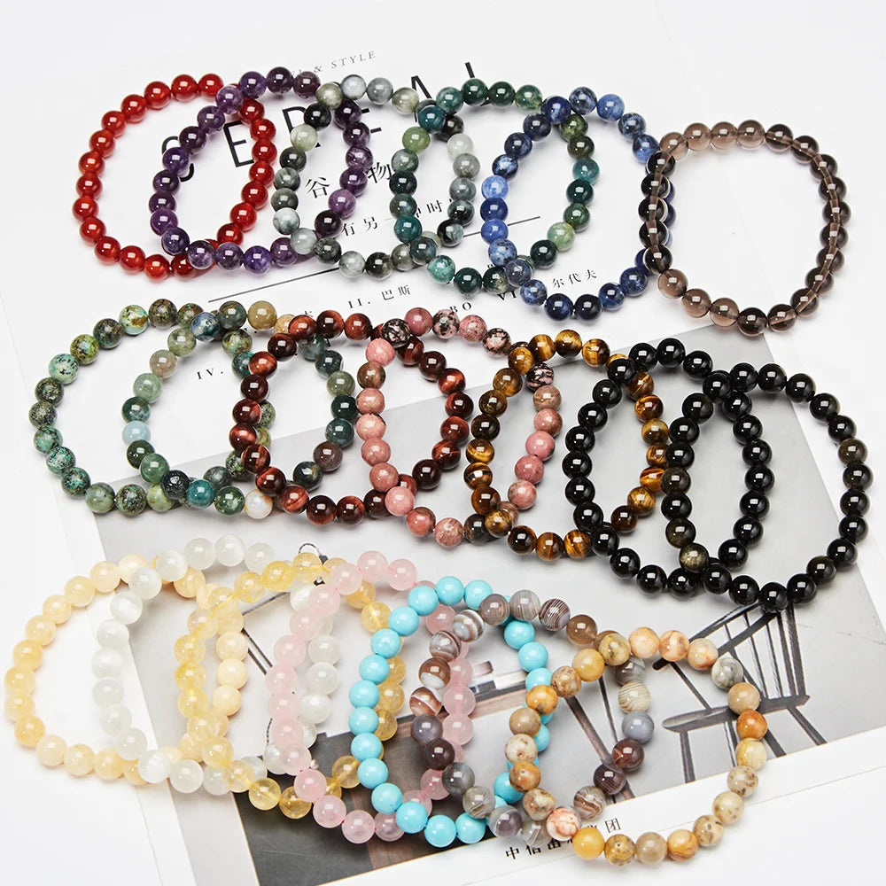 2026 Wholesale Popular Quartz Yellow Jade Bracelet Feng Shui Crystal Stone Honey Onyx Gemstone Round Bead Women Bangle Bracelet
