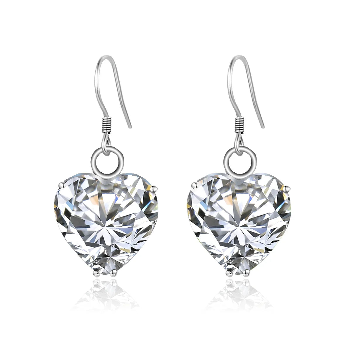 Luxury Classic Jewelry Drop Pure 925  Sterling Silver Pendientes Mujer Women Diamond Heart Earrings