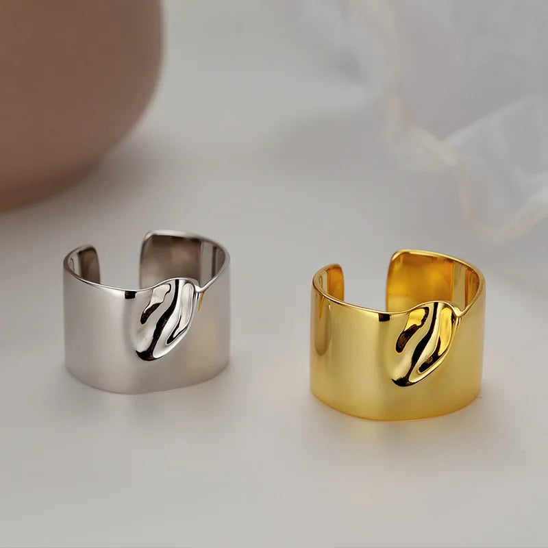Rainbowking 925 Sterling Silver Glossy Big Size Style Costume Rings Designs Gold for Women Anel Feminino Bijuterias Artesanal