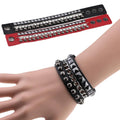 Rivet Spikes PU Leather Wrap Wristband Punk Gothic Bangle Snap Button Bracelet